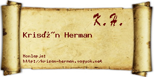 Krisán Herman névjegykártya