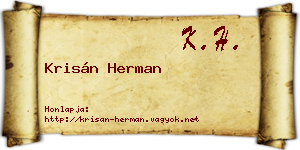 Krisán Herman névjegykártya